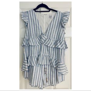 Sabo Skirt Blue and White Striped Romper